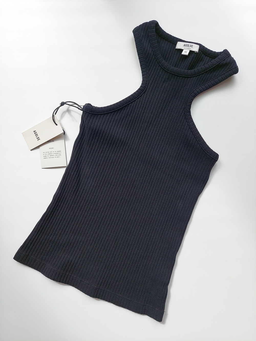 Agolde Black Ribbed Tank Top  Women's XS Bea Cutaw Racerback NWT Cotton Aritzia